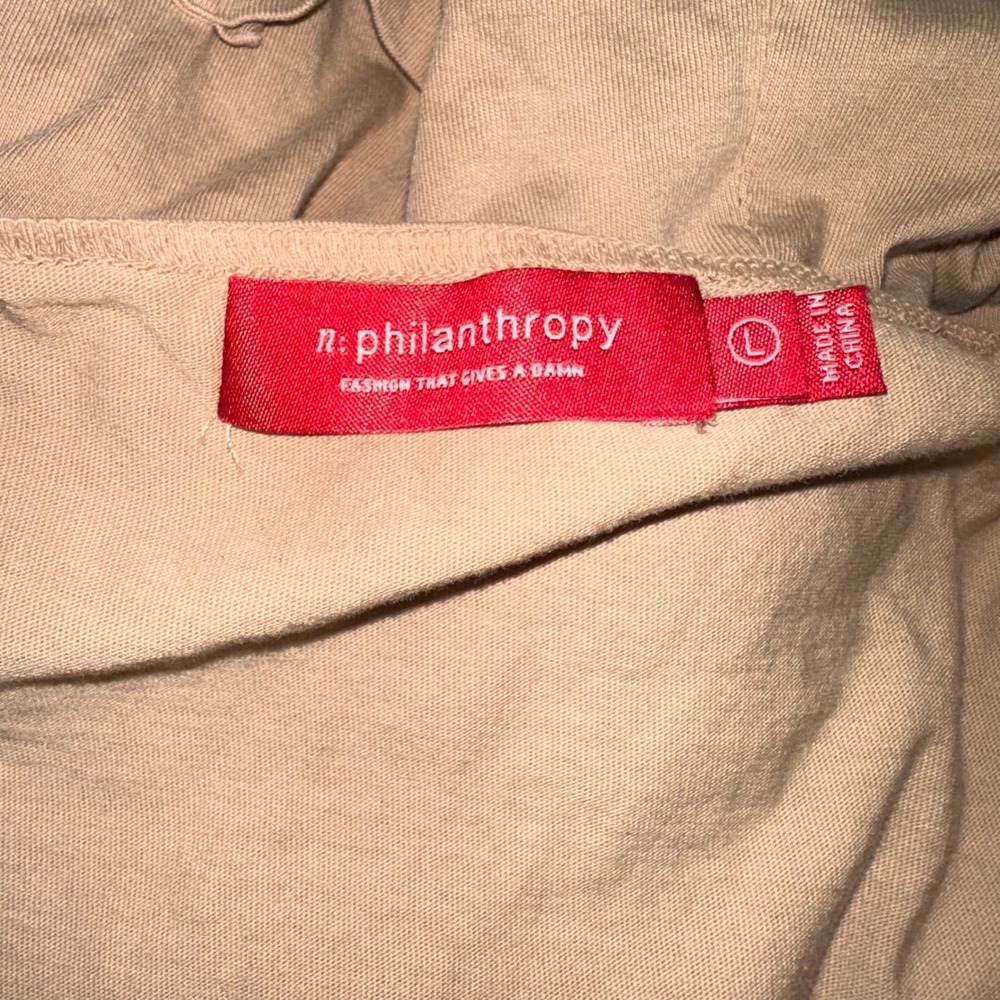 n:philanthropy Tan Utility Cargo Jumpsuit Size L Cotton Drawstring Beige - Picture 2 of 12